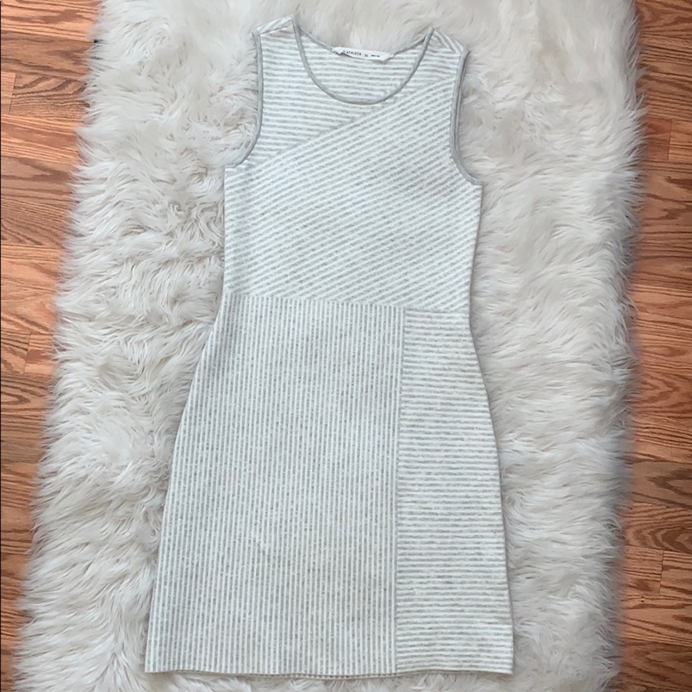 Athleta Gray & White Striped Sweater Dress, XS